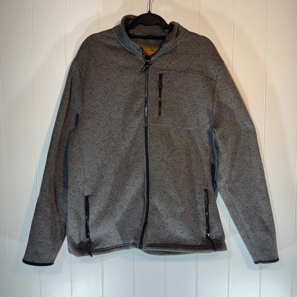 Northwest Territory Mens XL Full Zip Fleece Jacket Heathered Grey Sweater Knit